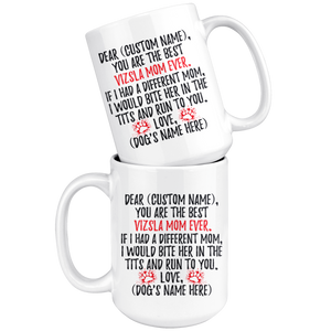 Personalized Best Vizsla Dog Mom Coffee Mug (15 oz)
