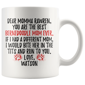 Personalized Bernedoodle Dog Watson Momma Rawren Coffee Mug (11 oz)