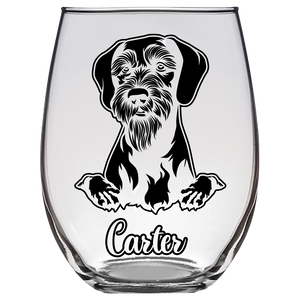 Carter - German Wirehaired Pointer Stemless Wine Glass