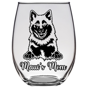 Maui's Mom Pomsky Dog Stemless Wine Glass