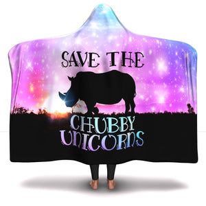 Save The Rhinos (Chubby Unicorns) Hooded Blanket