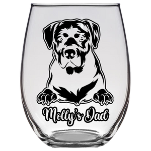 Molly's Dad Rottweiler Dog Stemless Wine Glass
