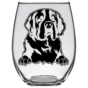 St Bernard Dog mom Stemless Wine Glass