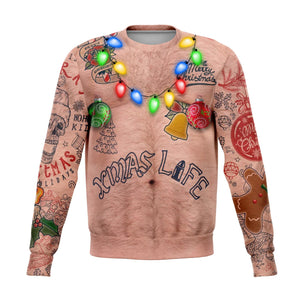 Topless Funny Ugly Christmas AOP Cotton Sweater