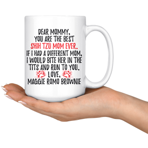 Personalized Shih Tzu Dog Maggie Romo Brownie Mommy Coffee Mug (15 oz)
