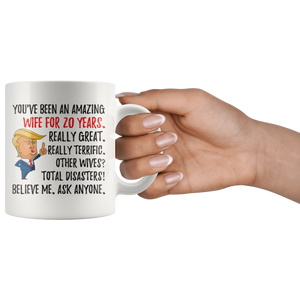 Funny Amazing Wife For 20 Years Coffee Mug, 20th Anniversary Wife Trump Gifts, 20th Anniversary Mug, 20 Years Together With My Wifey