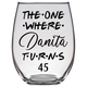 Danita Turns 45 Years Stemless Wine Glass