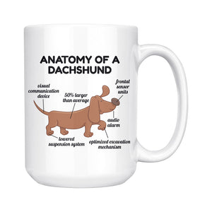 Dachshund Wiener Doxie Dog Anatomy Coffee Mug (15 oz) - Freedom Look