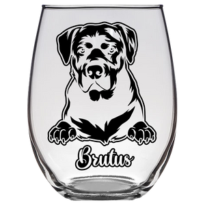 Brutus - Rottweiler Dog Stemless Wine Glass