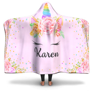 Personalized Unicorn Hooded Blanket - Karen
