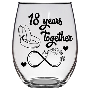 FTG - 18th Anniversary Stemless Wine Glass - Clear