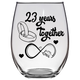 LOVE - 23rd Wedding Stemless Wine Glass (Laser Etched)