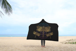 Golden Dragonfly Hooded Blanket - Freedom Look