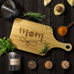 Personalized Mom Wood Cutting Board With Handle