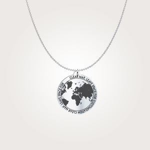 World Map Sterling Silver Necklace