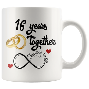 16th Wedding Anniversary Gift For Him And Her, Married For 16 Years, 16th Anniversary Mug For Husband & Wife, 16 Years Together With Her (11 oz )