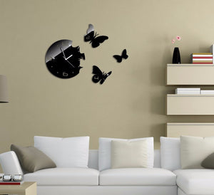 Black Round Butterflies Mordern Luxury Wall Clock - 2017 - Freedom Look