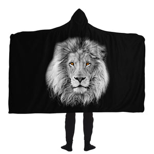 White Lion Head Hooded Blanket