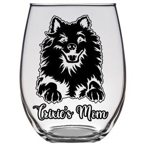 Trixie's Mom - American Eskimo Dog Mom Stemless Wine Glass