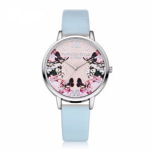 Modern Leather Flower & Butterfly Wrist Watch - Freedom Look