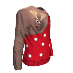 Funny Rudolph Ugly Christmas Sweater (Dark Skin) - Freedom Look