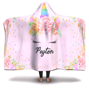 Unicorn Hooded Blanket - Custom Name Peyton