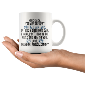 Personalized Shih Tzu Dog Waylon, Mandi, Sammy Dad Gary Coffee Mug (11 oz)