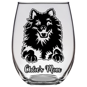Chloe's Mom - Eskimo Dog mom Stemless Wine Glass
