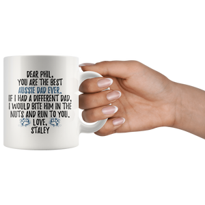 Personalized Australian Shepherd Dog Staley Dad Phil Coffee Mug (11 oz)