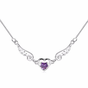 Elegant Crystal Women Necklace with Angel Wing and Heart - Freedom Look