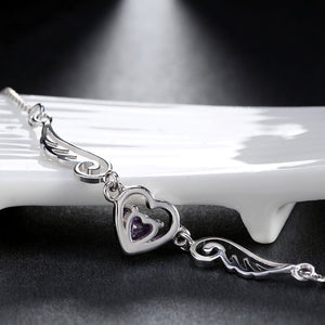 Elegant Crystal Women Necklace with Angel Wing and Heart - Freedom Look