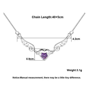 Elegant Crystal Women Necklace with Angel Wing and Heart - Freedom Look