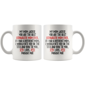 Personalized Schnauzer Dog Maggie Mae Mom Jackie Coffee Mug (11 oz)