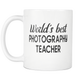 Worlds Best Photography Teacher Coffee Mug - Unique Gifts For Professional Photographer - Birthday Gift For Him Or Her - Photography Related Gifts (15 oz)