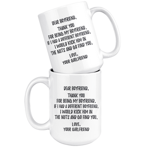 Thank You For Being My Boyfriend Coffee Mug (15 oz)