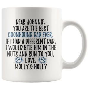 Personalized Coonhound Dog Dad Johnnie Coffee Mug (11 oz)