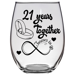 FTG - 21st Anniversary Glassware - Stemless Wine Glass (Laser Etched)