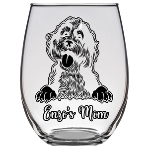 Enzo's Mom - Bernedoodle Stemless Wine Glass