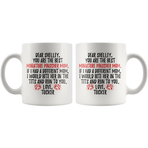Personalized Miniature Pinscher Dog Tucker Mom Shelley Mug (11 oz)