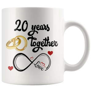20th Wedding Anniversary Gift For Him And Her, 20th Anniversary Mug For Husband & Wife, Married For Twenty Years, 20 Years Together With Her ( 11 oz )