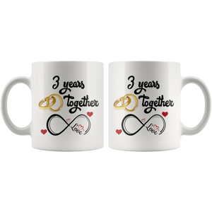 Third Wedding Anniversary Gift For Him And Her, 3rd Anniversary Mug For Husband & Wife, Married 3 Years, 3 Years Together, 3 Years With Her (11 oz )