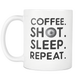 Photographer Coffee Shot Sleep Repeat Mug - Photographer Average Day Activity - Photography Related Gifts - Unique Gift For Him Or Her (11 oz)