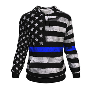American Blue Flag Police Support All-Over Hoodie - Freedom Look