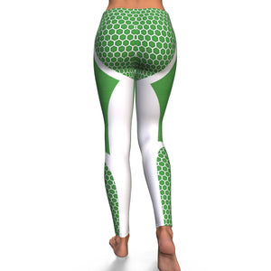 Hexagonal Printed Leggings - Green