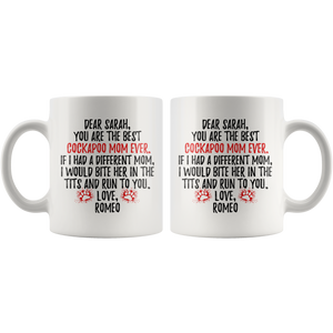 Personalized Cockapoo Dog Romeo Mom Sarah Coffee Mug (11 oz)