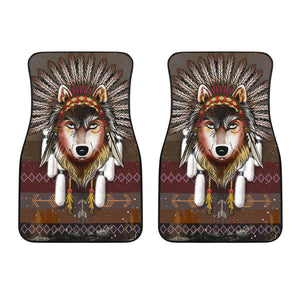 Native American - Wolf - Universal Front Car Mats Gift (Set Of 2)