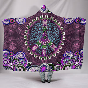 Purple Peace Mandala - Cozy Warm Hooded Blanket