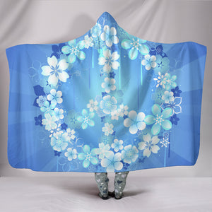 Peace Hippie Blue Hooded Blanket