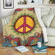 Yellow Hippie Peace Blanket Cozy Camping Picnic Portable Outdoor Blanket