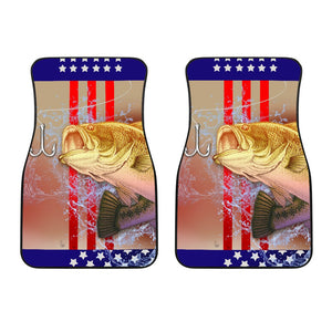 Fishing Angling Fish US Flag - Front and Back Car Mats Gift (Set of 2 or 4)